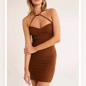 Rumer The Label x Revolve Rosanna Mini Dress Brown NWT